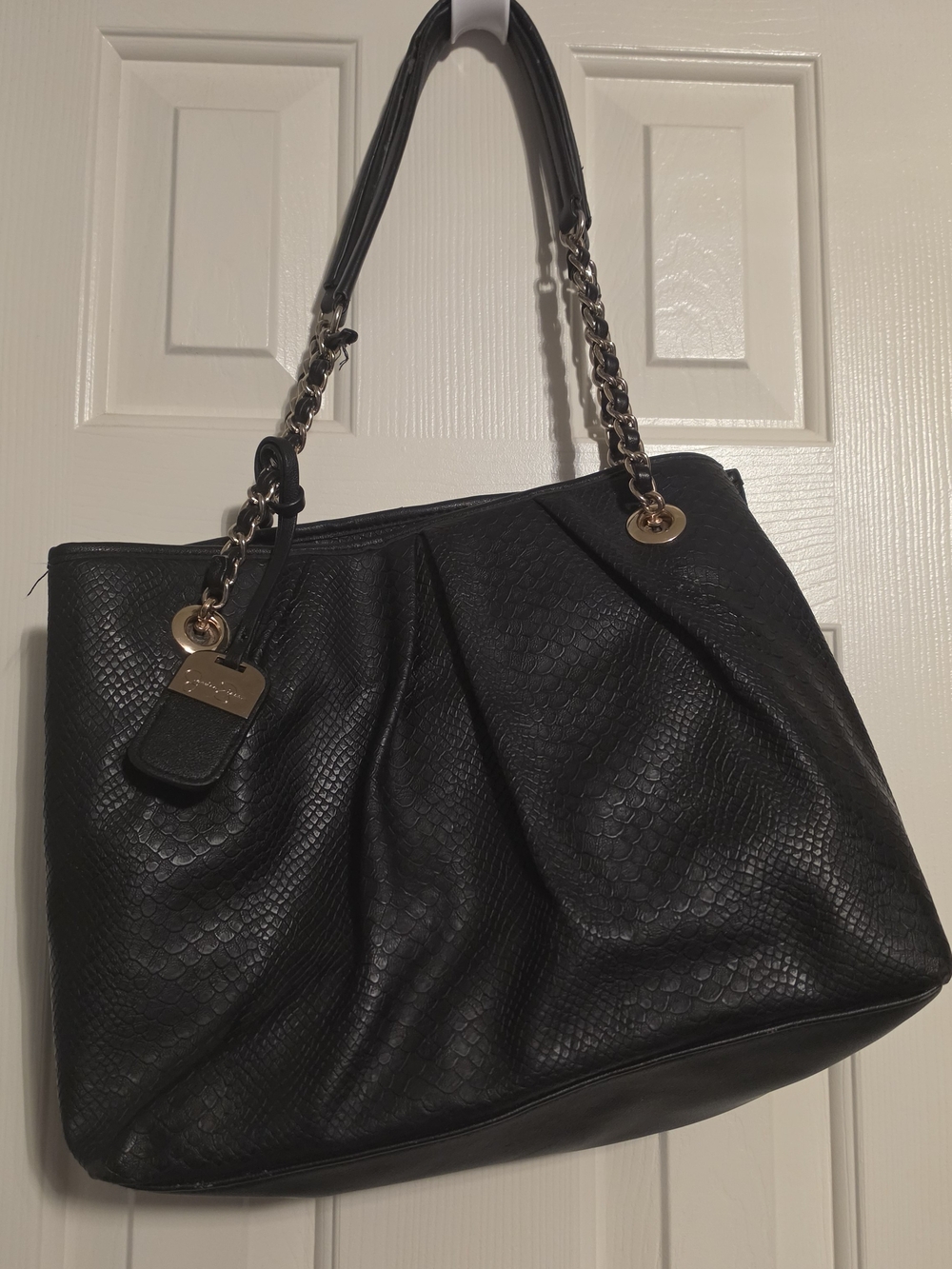 Jessica Simpson Textured Black Shoulder Bag with Chain Straps